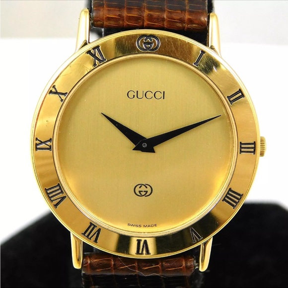GUCCI 3000M VINTAGE GOLD VINTAGE SWISS MADE WATCH QUARTZ F86 - Picture 5 of 12